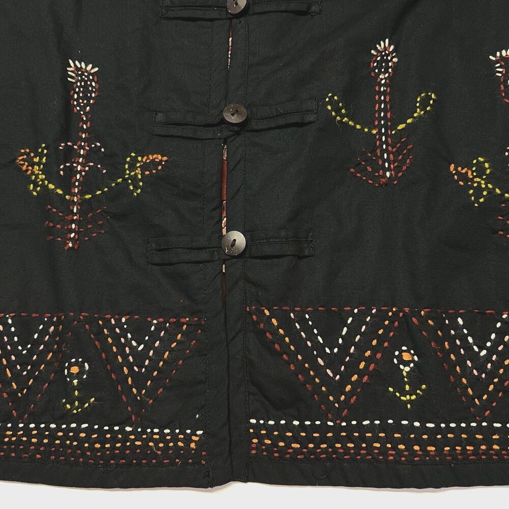 Market Place Cotton V-neck Embroidered Jacket Ethnic Boho Art to Wear Medium - Picture 8 of 16